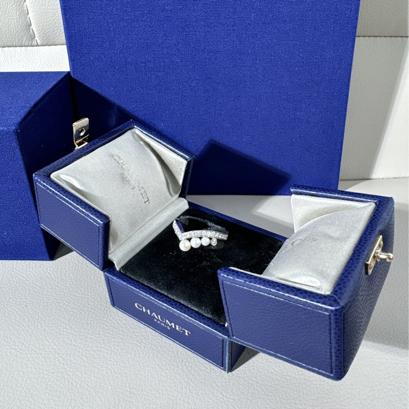 Chaumet尚美 约瑟芬系列 白金珍珠钻石戒指-3