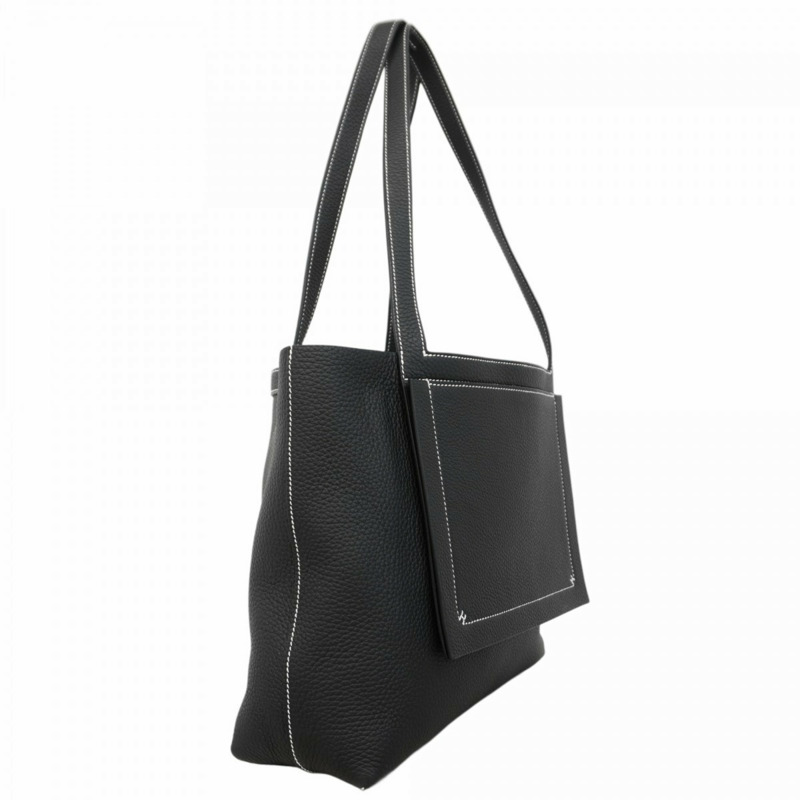 愛馬仕 (Hermes) Cabas Serie 31 手提包，Taurillon Clemence 皮革，黑色，W 印章，女士款，P1772557-1