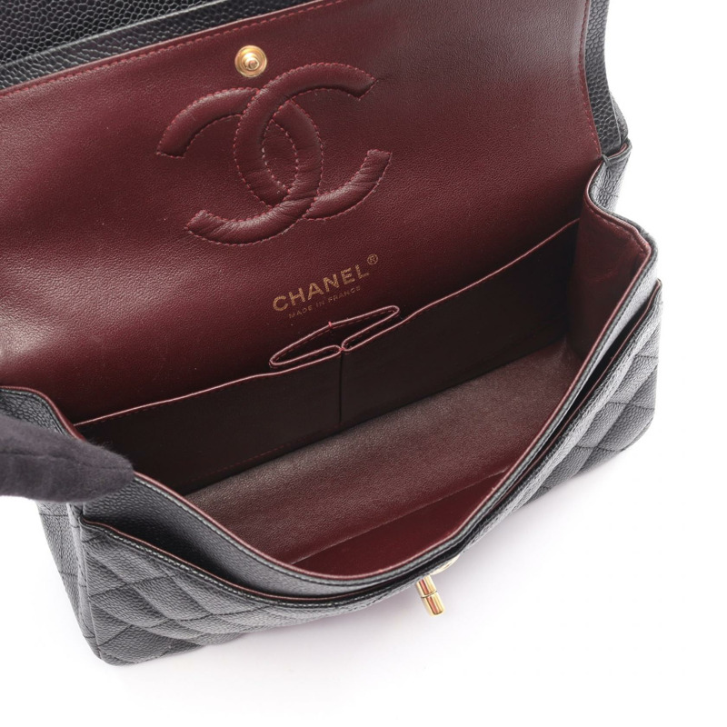 香奈兒 (CHANEL) Matelasse W 翻蓋鏈條肩背包 A01112 黑色皮革 二手 女士 GHW-2