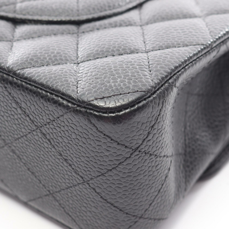 香奈兒 (CHANEL) Matelasse W 翻蓋鏈條肩背包 A01112 黑色皮革 二手 女士 GHW-8