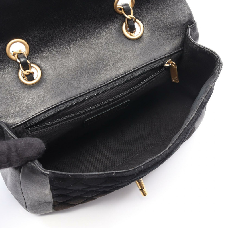 香奈兒 (CHANEL) 絎縫單肩手提包，黑色，絨面羊皮材質，二手，女士，金色五金-2