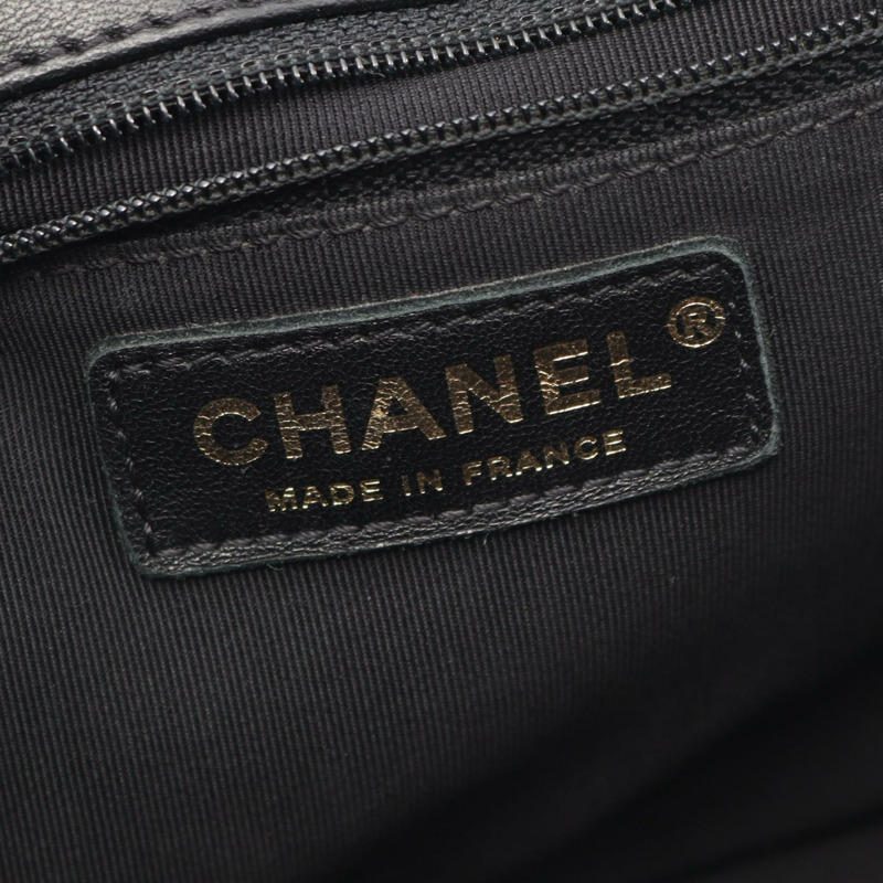 香奈兒 (CHANEL) 絎縫單肩手提包，黑色，絨面羊皮材質，二手，女士，金色五金-3