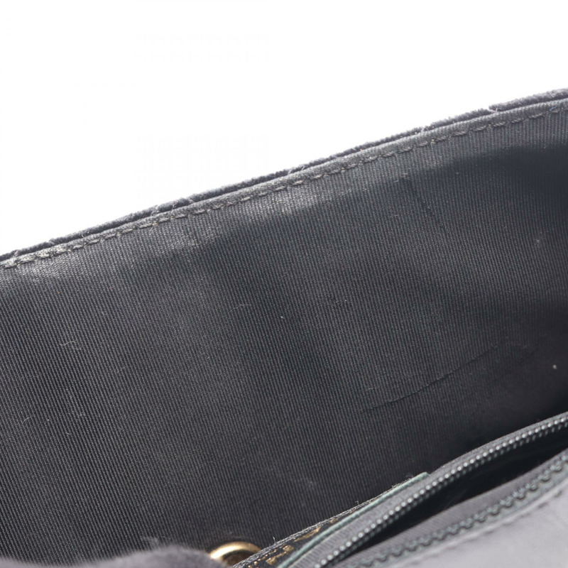 香奈兒 (CHANEL) 絎縫單肩手提包，黑色，絨面羊皮材質，二手，女士，金色五金-5