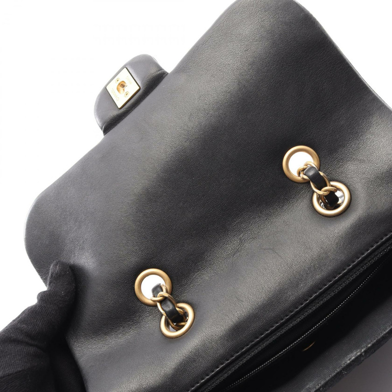 香奈兒 (CHANEL) 絎縫單肩手提包，黑色，絨面羊皮材質，二手，女士，金色五金-11