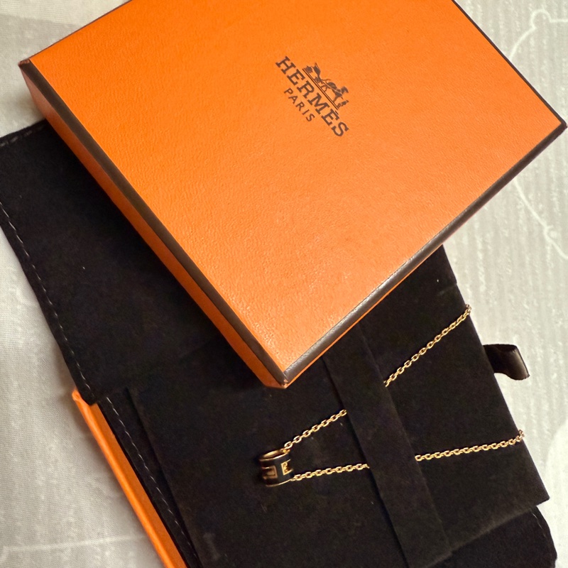 Hermes mini hop H 項鍊 黑*玫瑰金-0