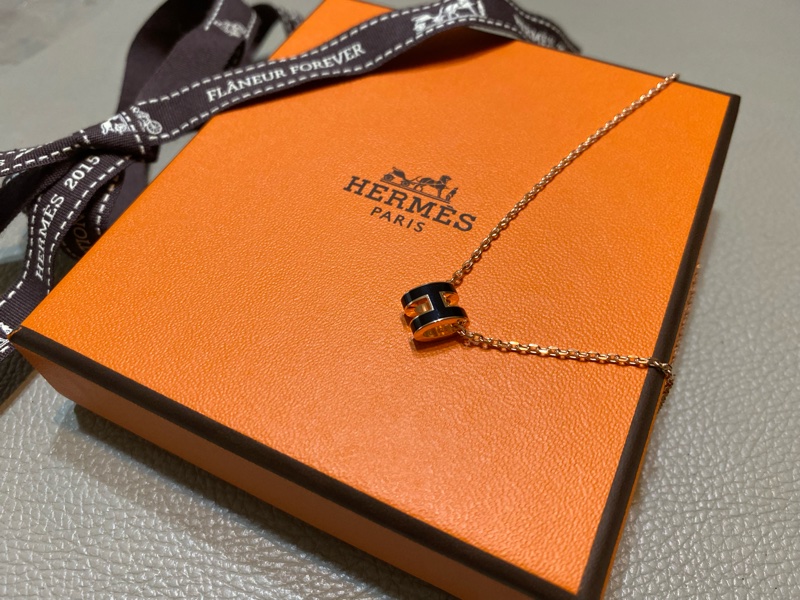 Hermes mini hop H 項鍊 黑*玫瑰金-2
