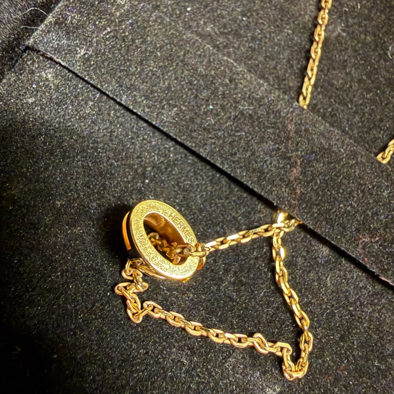 Hermes mini hop H 項鍊 黑*玫瑰金-7