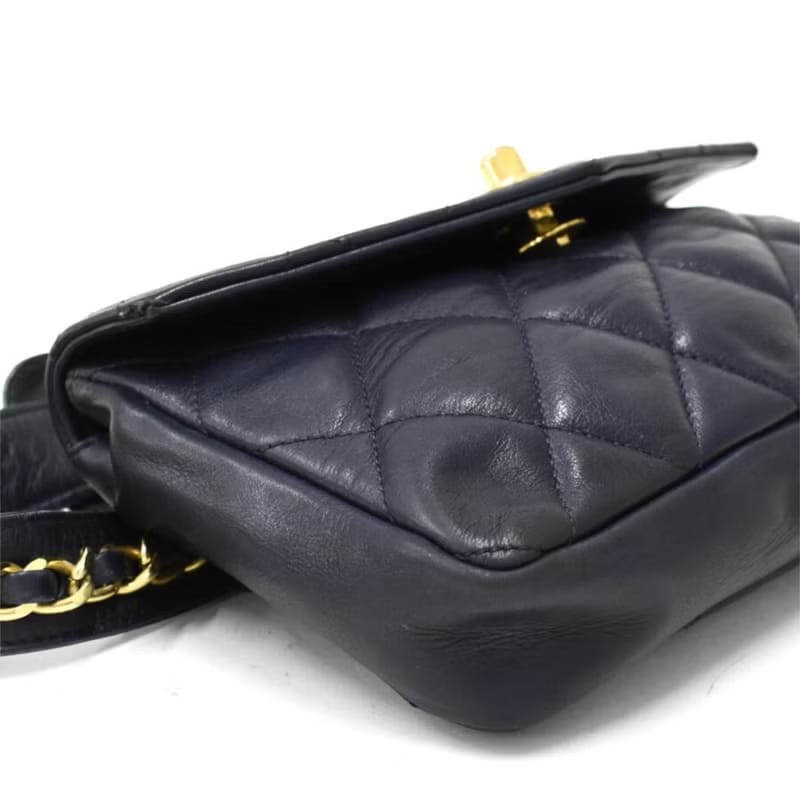 【LA LUNE】中古二手包 Chanel黑色金扣單肩包 腰帶包 古董包 側背包 小包-1