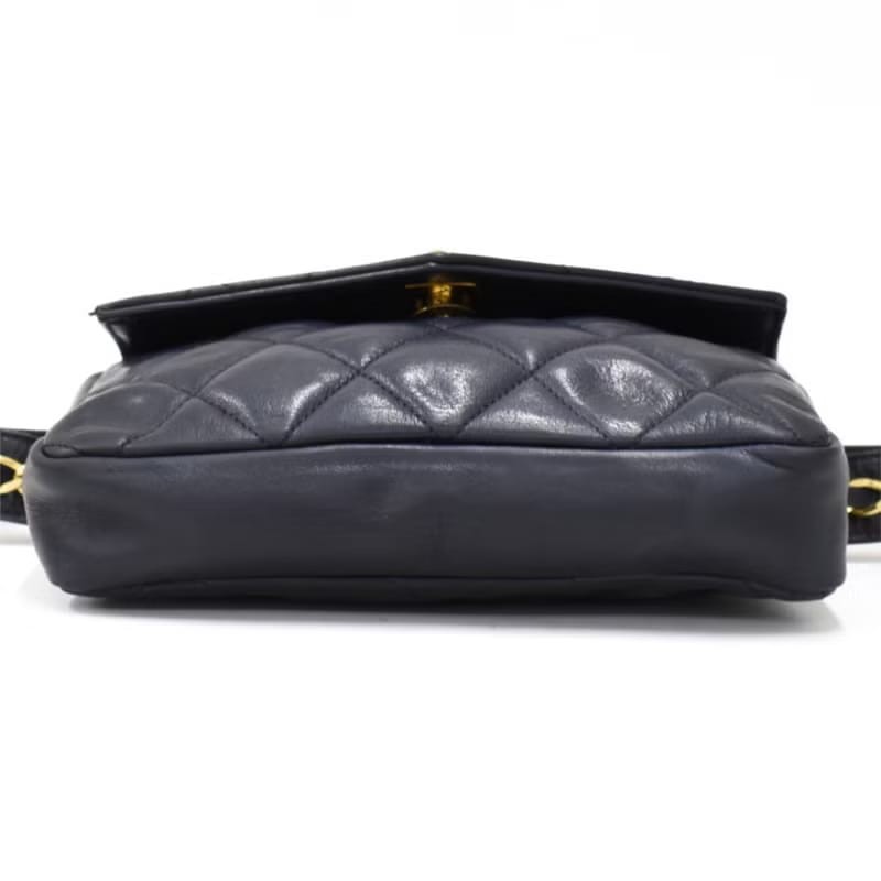 【LA LUNE】中古二手包 Chanel黑色金扣單肩包 腰帶包 古董包 側背包 小包-5