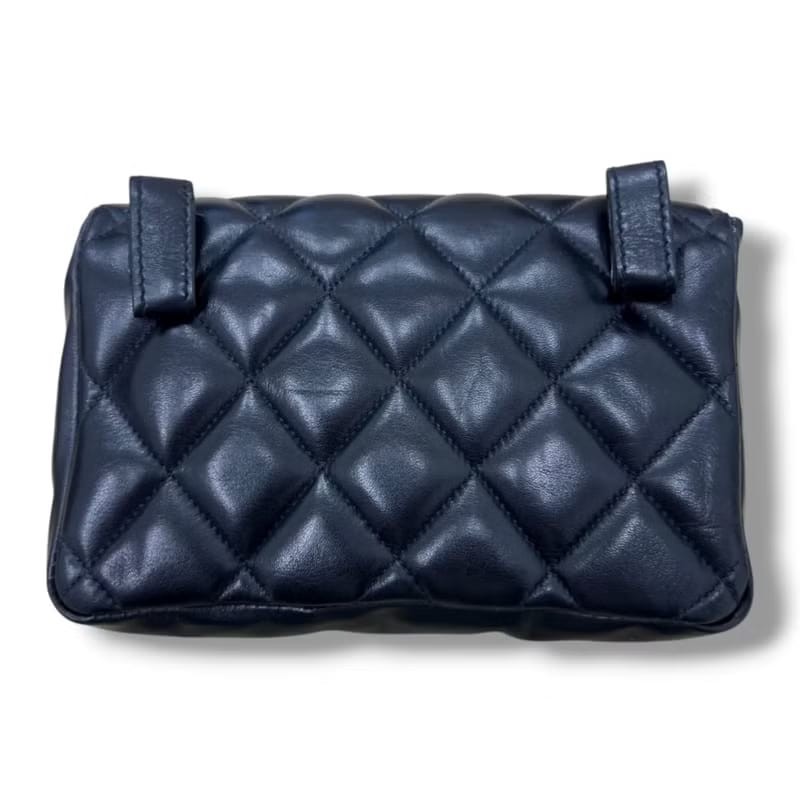 【LA LUNE】中古二手包 Chanel黑色金扣單肩包 腰帶包 古董包 側背包 小包-7