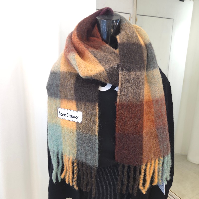 Acne Studios 羊毛格紋圍巾-0