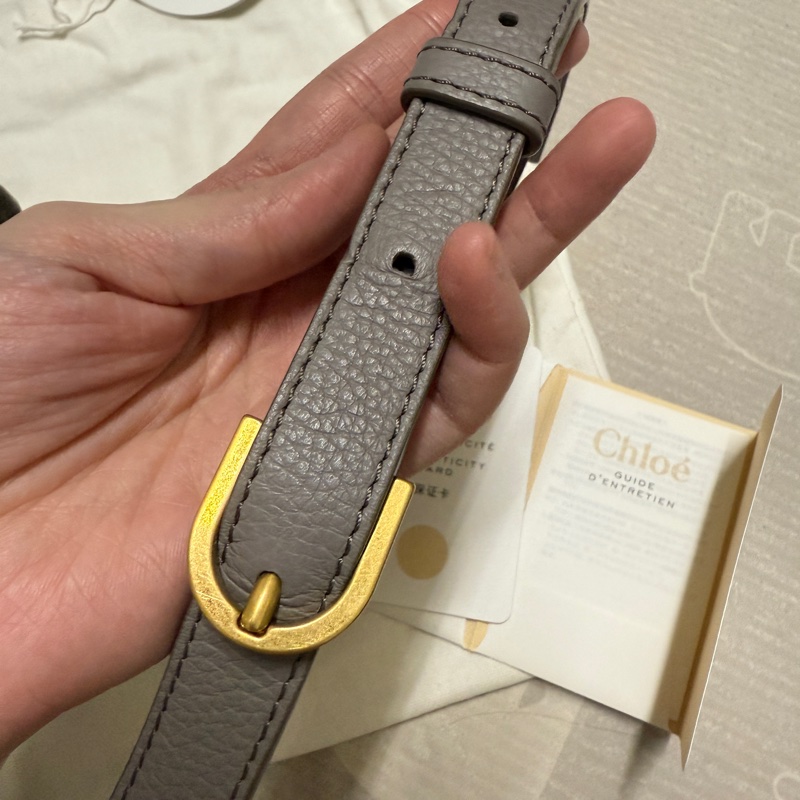 Chloe’ 蔻依 Marcie 牛皮掀蓋斜背鈴鼓包-小(斑鳩灰色）-5