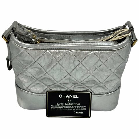 [2050] 香奈兒 CHANEL Gabrielle 流浪包 銀色 斜挎包 小號