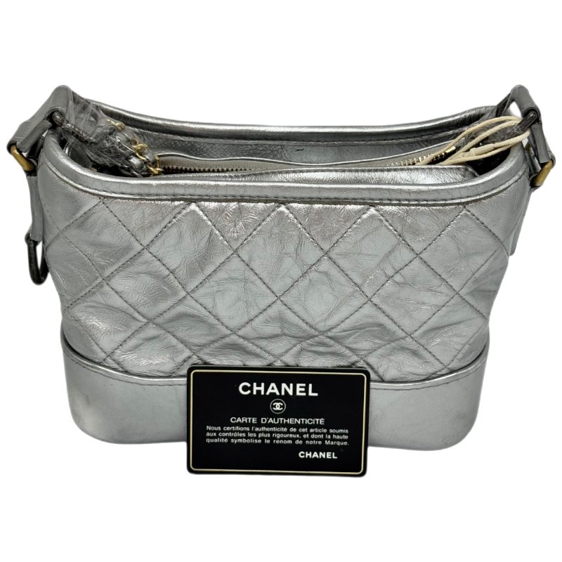 [2050] 香奈兒 CHANEL Gabrielle 流浪包 銀色 斜挎包 小號-0