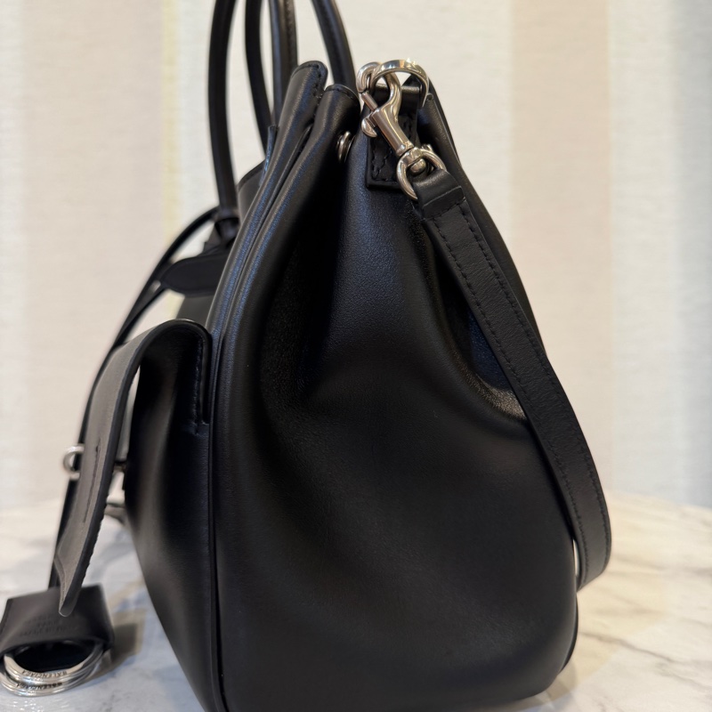 Balenciaga 黑牛皮銀釦Bel Air Carryall Small手提斜背包-3