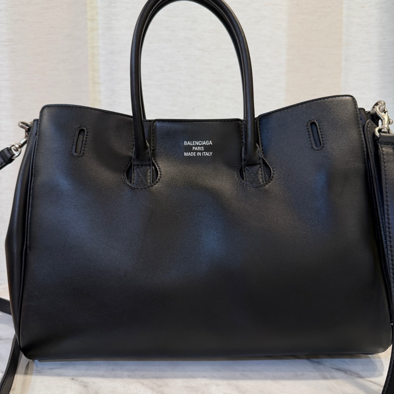 Balenciaga 黑牛皮銀釦Bel Air Carryall Small手提斜背包-5