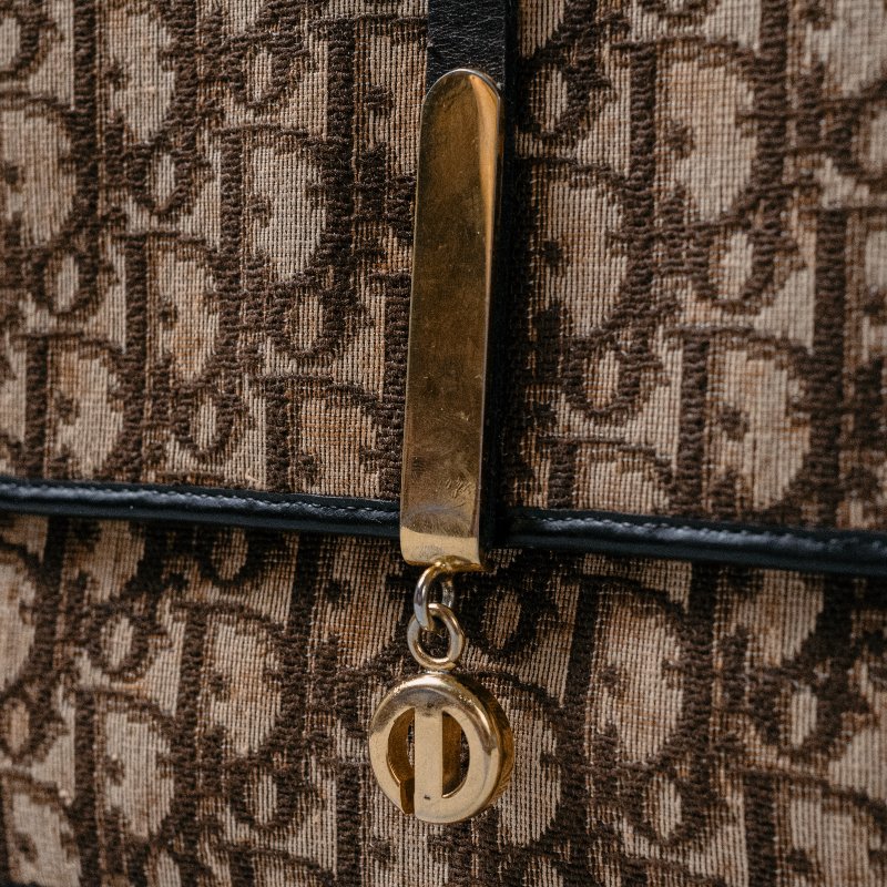 🧠小浮気見世物小屋🧠 法國製🇫🇷Christian Dior Vintage Trotter 老花織紋手拿包｜絕版 CD 垂墜金標-0