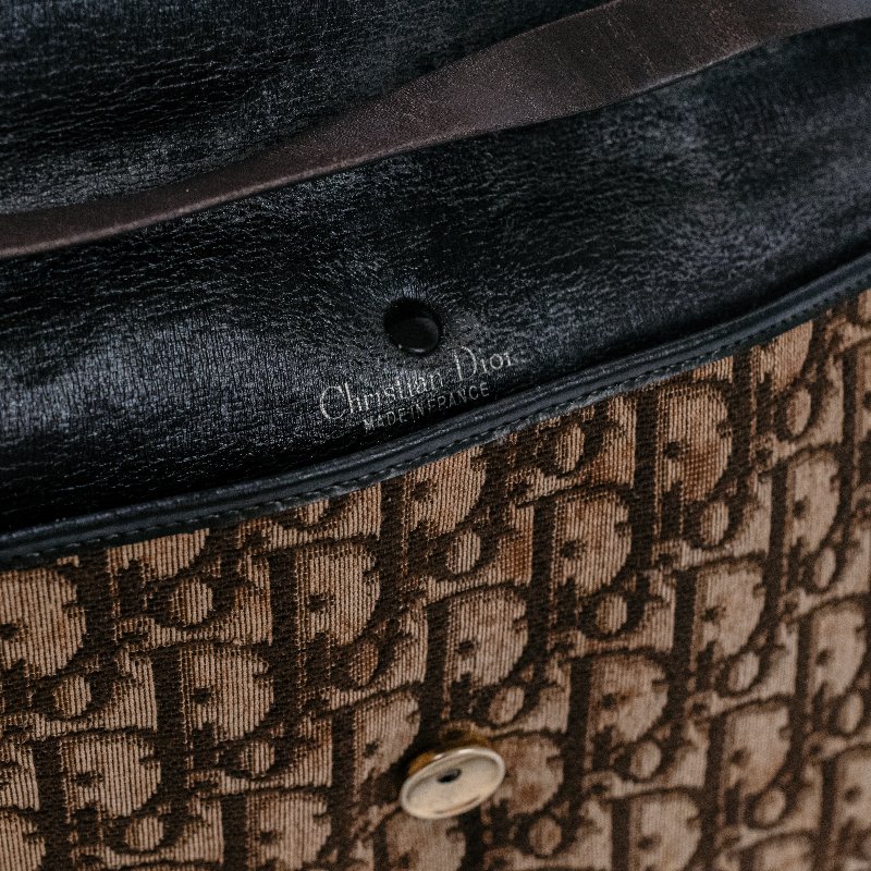🧠小浮気見世物小屋🧠 法國製🇫🇷Christian Dior Vintage Trotter 老花織紋手拿包｜絕版 CD 垂墜金標-7