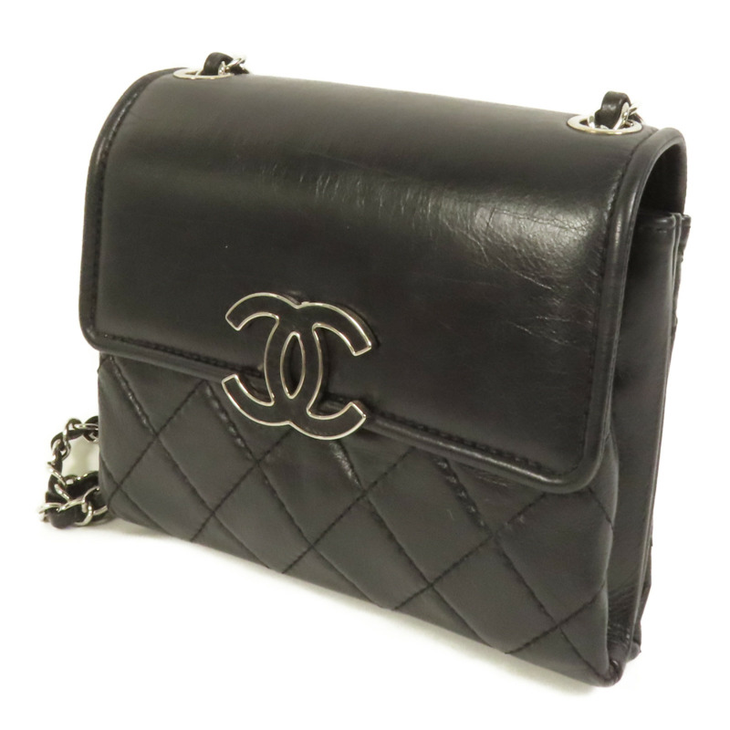 CHANEL 牛皮皮革Chain Shoulder銀扣肩背袋-2