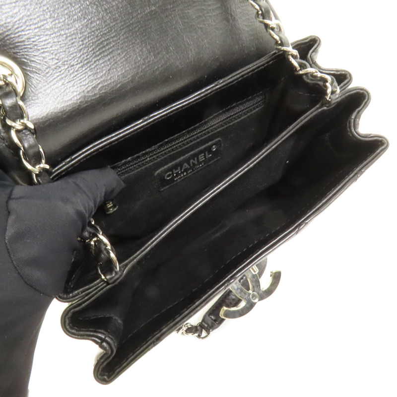 CHANEL 牛皮皮革Chain Shoulder銀扣肩背袋-5