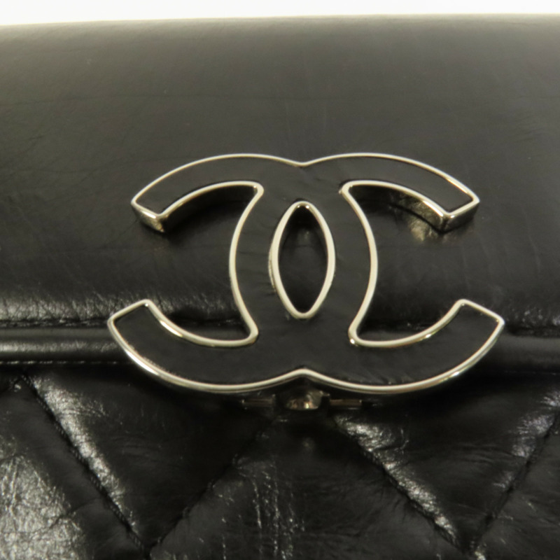 CHANEL 牛皮皮革Chain Shoulder銀扣肩背袋-6