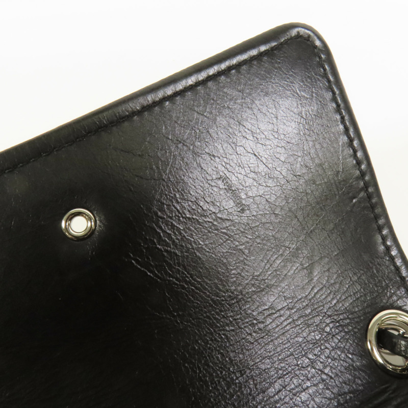 CHANEL 牛皮皮革Chain Shoulder銀扣肩背袋-15