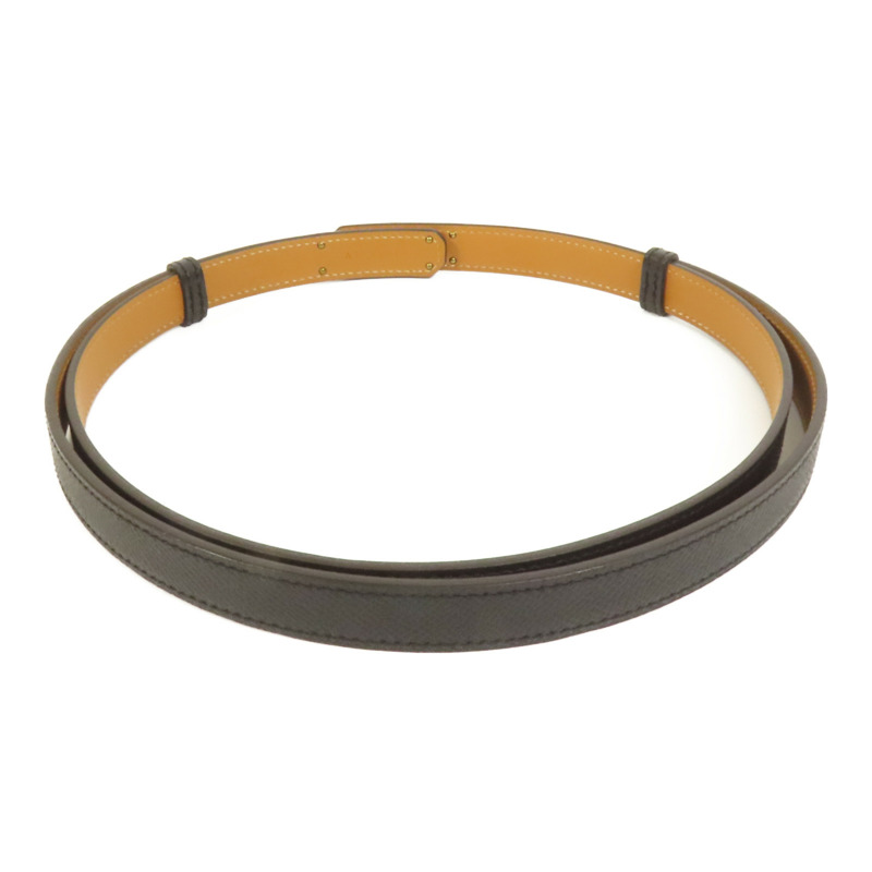 HERMES Epsom皮革Kelly Belt玫瑰金扣皮帶Noir-2