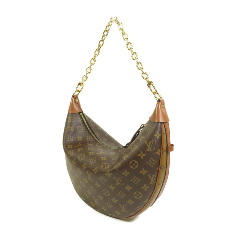 LOUIS VUITTON Monogram Reverse Loop Hobo金扣手挽肩背兩用袋棕色-2