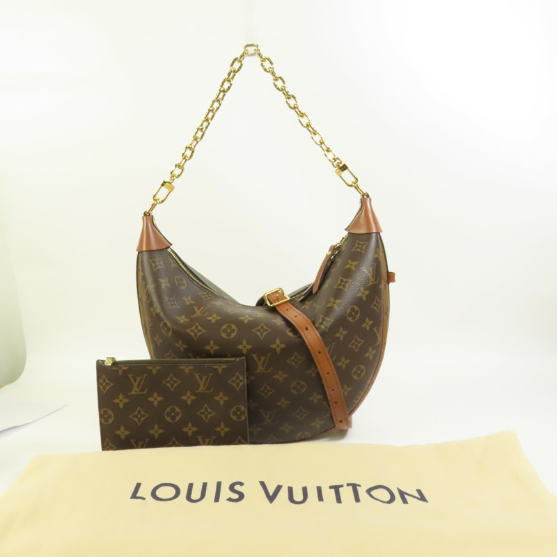 LOUIS VUITTON Monogram Reverse Loop Hobo金扣手挽肩背兩用袋棕色-9