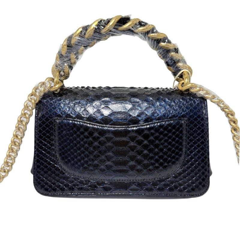 ［2756］香奈兒 Chanel 風琴包 黑色斜挎包 蛇皮 小號 金扣-1