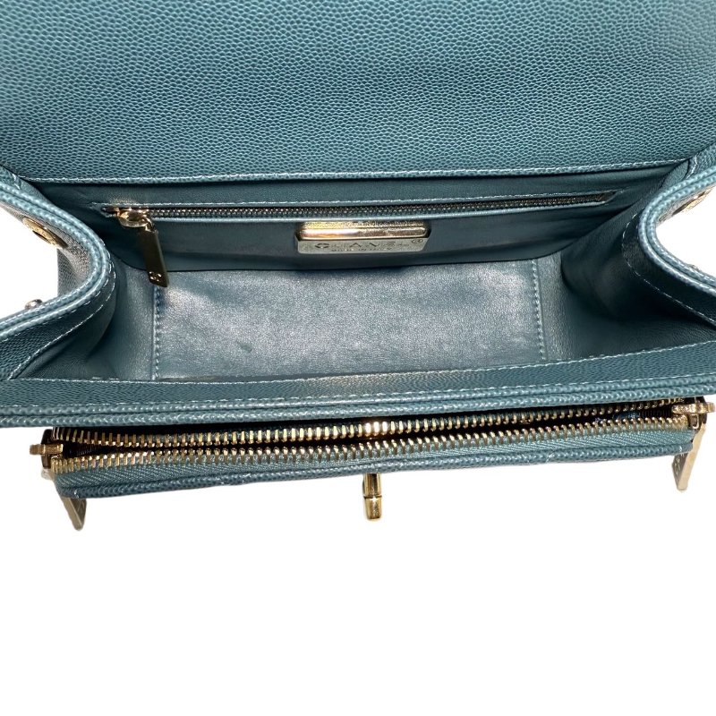 【2732】香奈兒 Chanel 手提/斜挎郵差包 蛇皮綠 小號 金扣-12