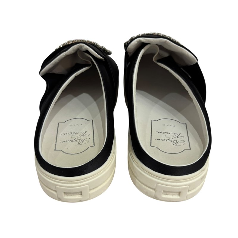 【美收精品】ROGER VIVIER 黑色斷面鑲鑽厚底平底鞋 4-555-3