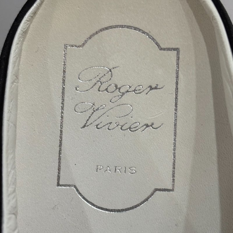 【美收精品】ROGER VIVIER 黑色斷面鑲鑽厚底平底鞋 4-555-8