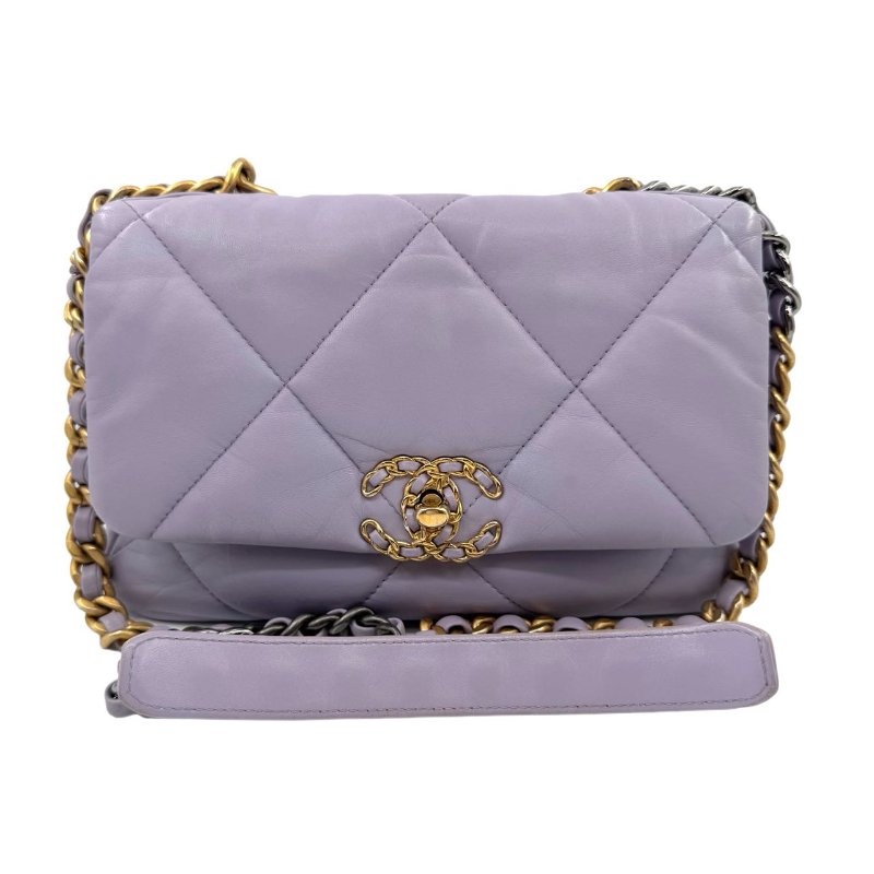 【2644】香奈兒 Chanel 19BAG 淺紫斜挎包 羊皮 小號-0