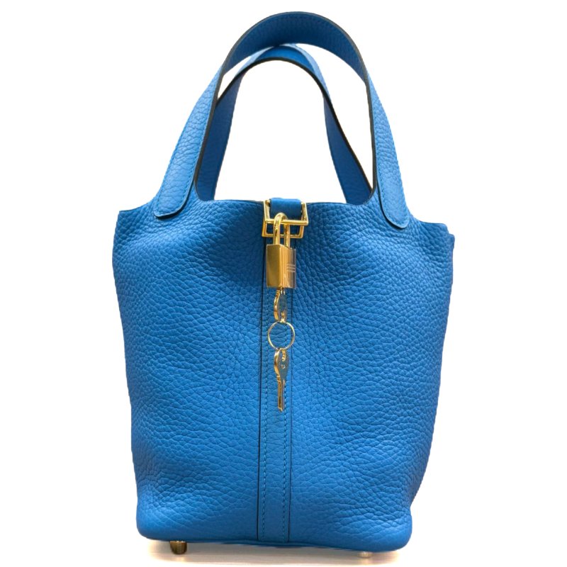 【2330】愛馬仕Hermès Picotin Lock 18 坦桑尼亞藍 菜籃子 手提包 TC皮 金扣-2