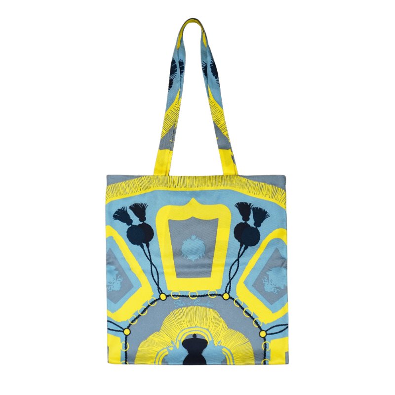 Hermes Petit h 絲質購物袋(黃/藍)-1