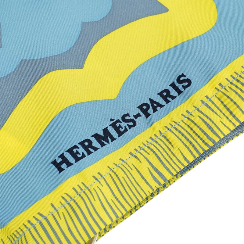 Hermes Petit h 絲質購物袋(黃/藍)-2