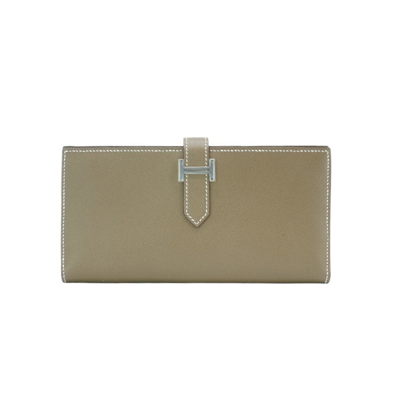 Hermes Bearn Epsom牛皮銀釦穿式長夾(Etoupe大象灰)-0