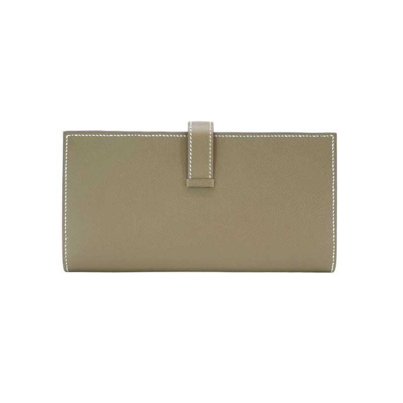 Hermes Bearn Epsom牛皮銀釦穿式長夾(Etoupe大象灰)-2