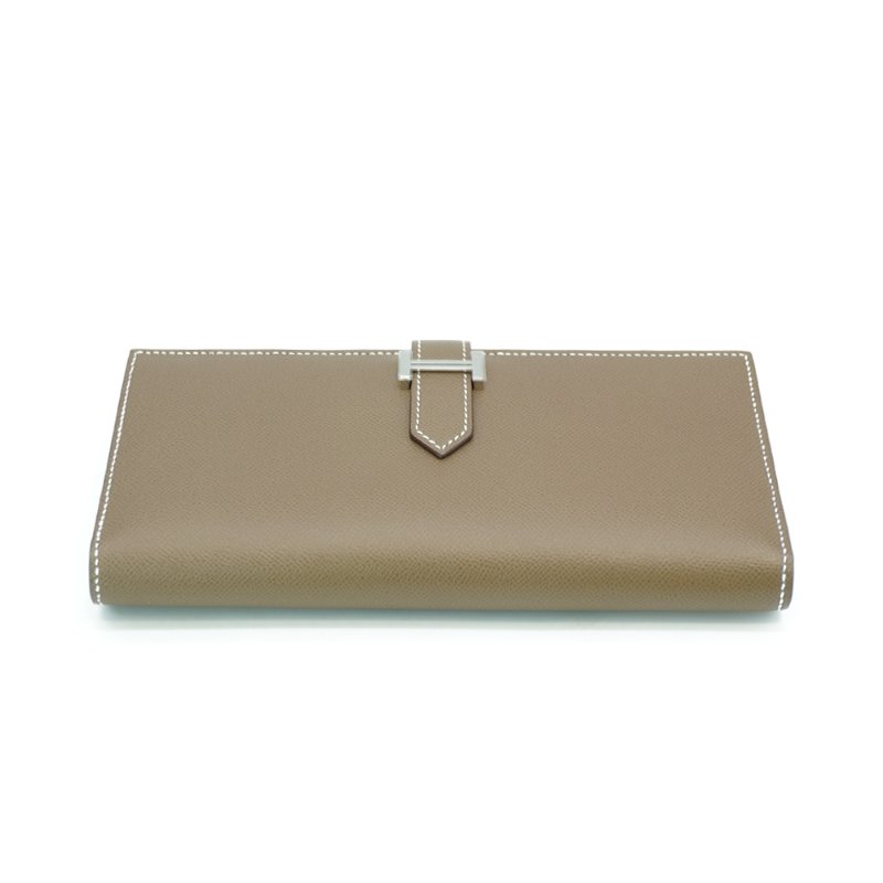 Hermes Bearn Epsom牛皮銀釦穿式長夾(Etoupe大象灰)-3