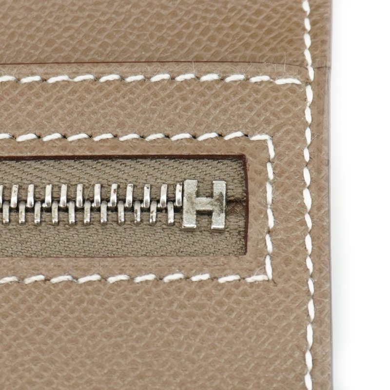 Hermes Bearn Epsom牛皮銀釦穿式長夾(Etoupe大象灰)-5