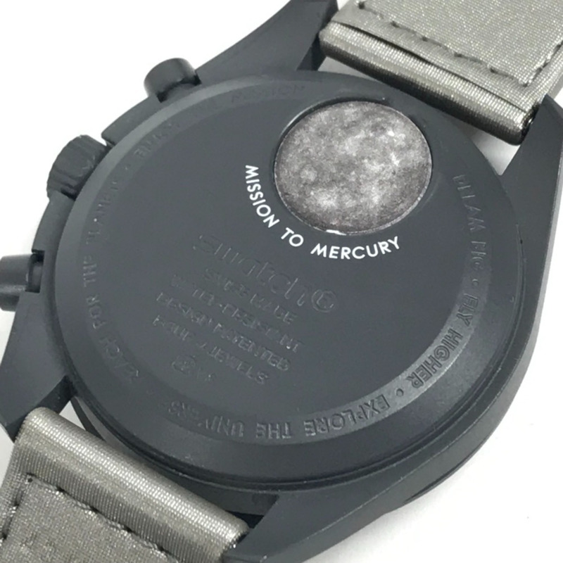 Swatch SO33A100 歐米茄水星登月任務男士腕錶，彗星陶瓷錶殼，黑色，近全新-6