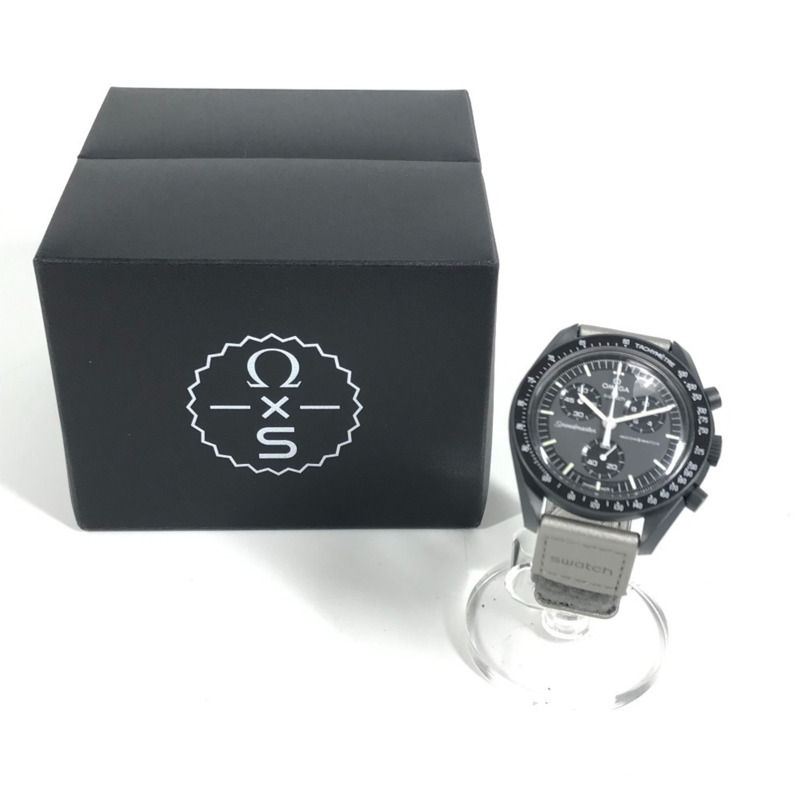 Swatch SO33A100 歐米茄水星登月任務男士腕錶，彗星陶瓷錶殼，黑色，近全新-13