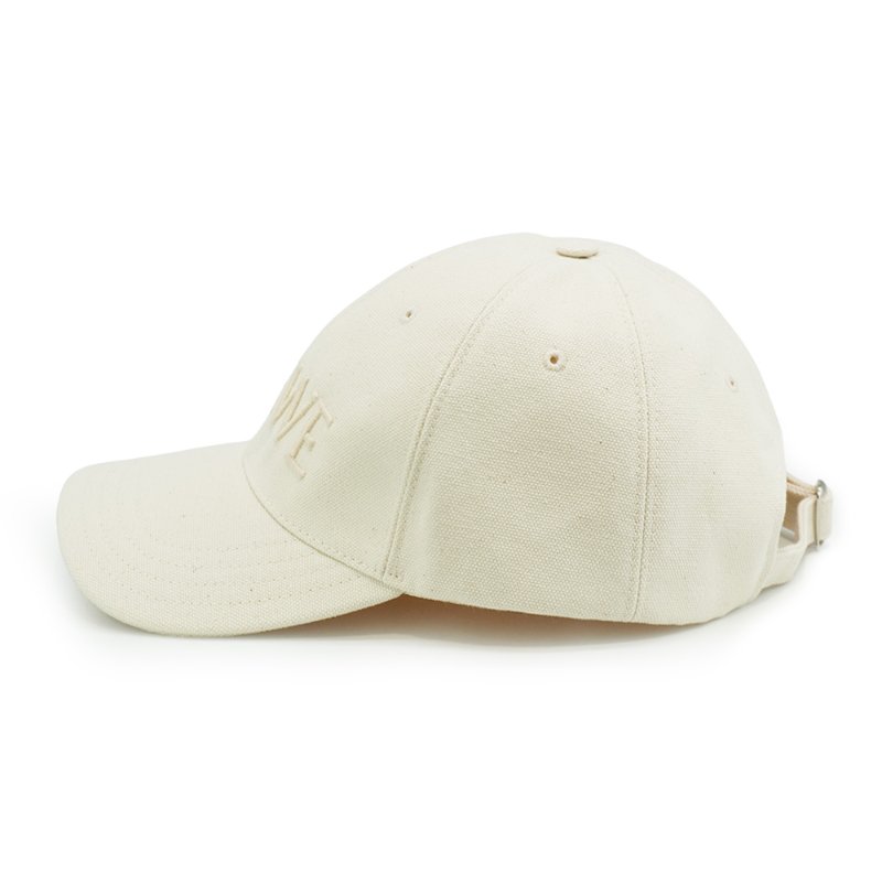 Loewe 標誌刺繡帆布棒球帽(米白)-1