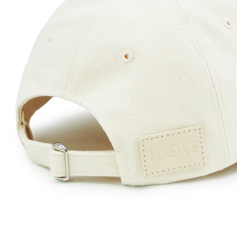 Loewe 標誌刺繡帆布棒球帽(米白)-2