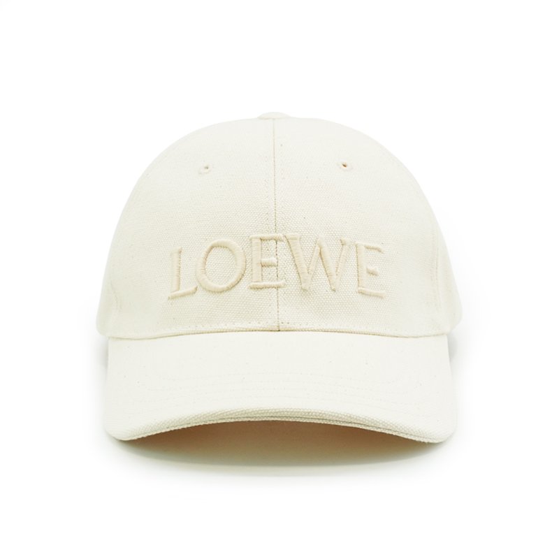 Loewe 標誌刺繡帆布棒球帽(米白)-4