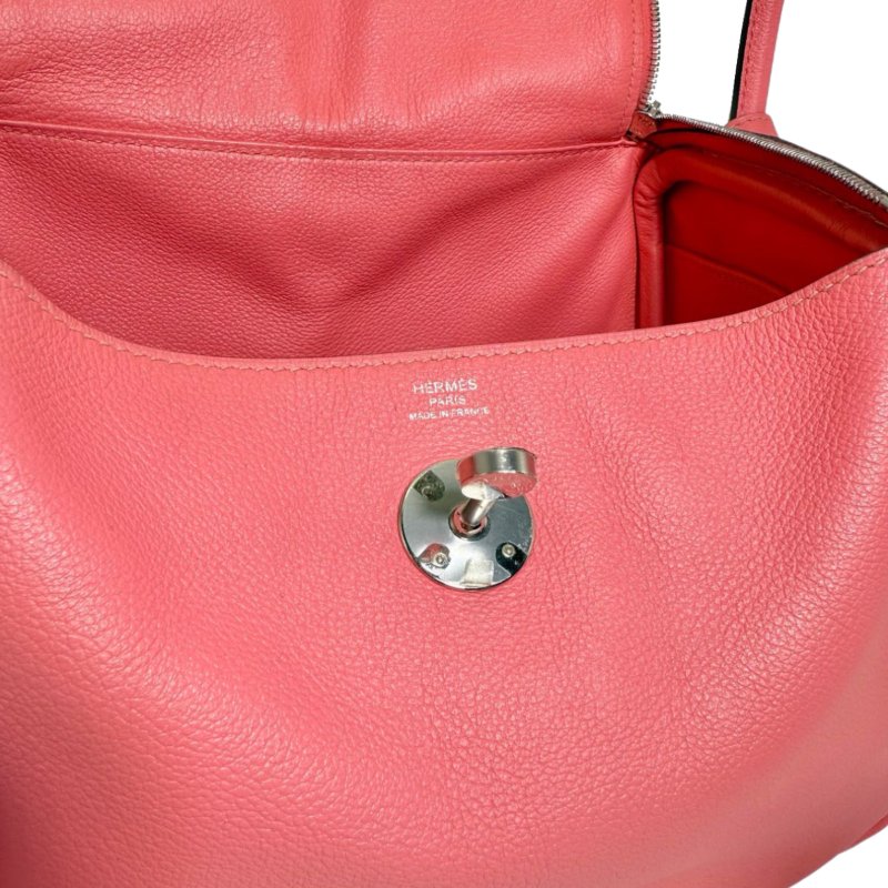 ［3136］ 愛馬仕  Hermès  Lindy 26 (唇膏粉)手提包 EC皮 銀扣-6