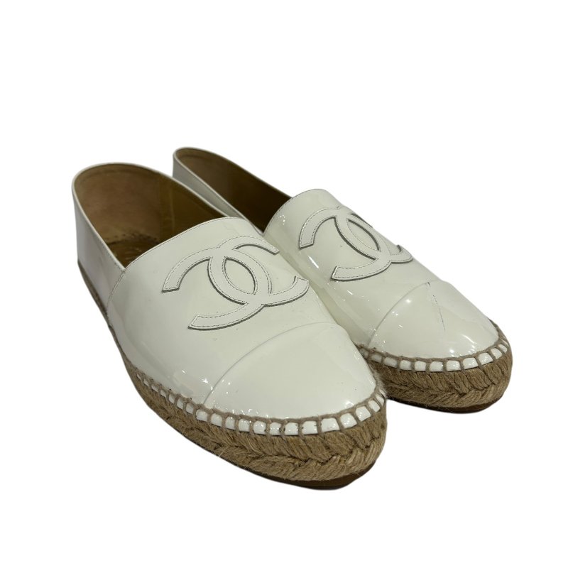 【美收精品】CHANEL 白色矽膠皮革平底鞋 4-557-1