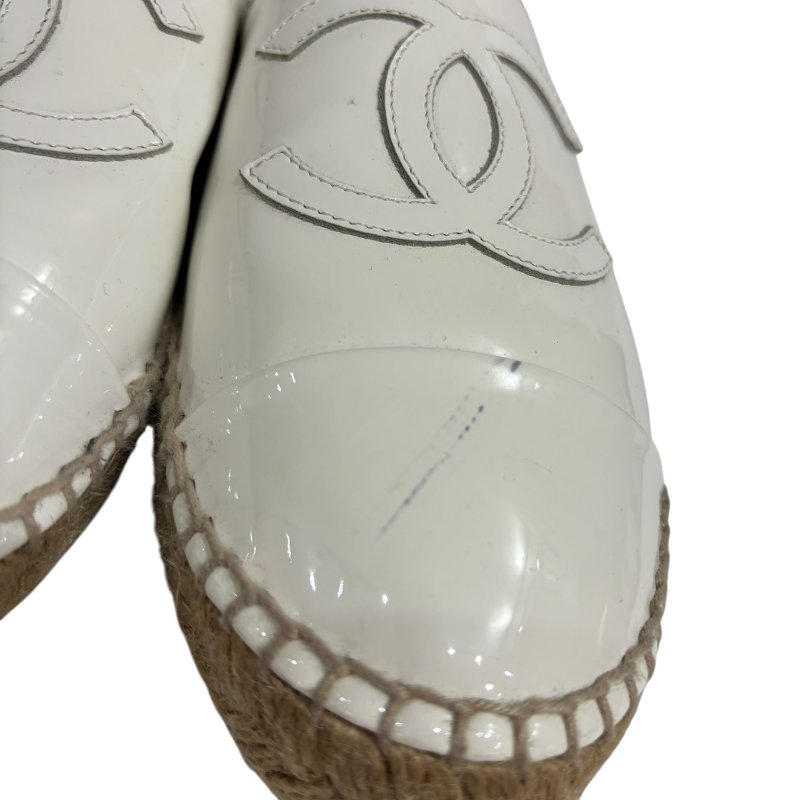 【美收精品】CHANEL 白色矽膠皮革平底鞋 4-557-5