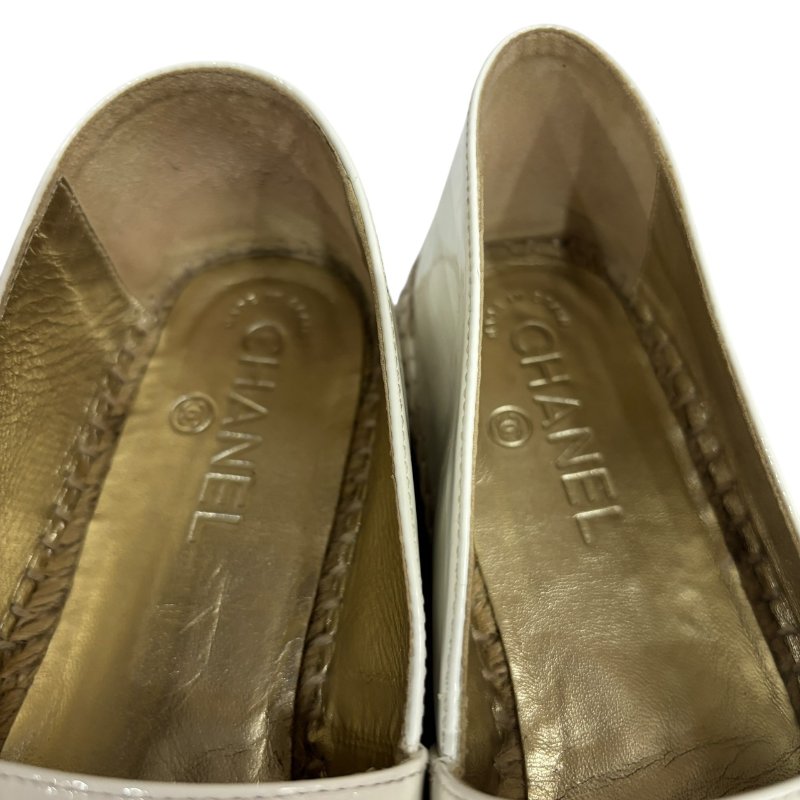 【美收精品】CHANEL 白色矽膠皮革平底鞋 4-557-7